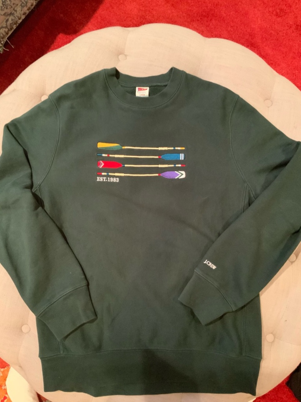 Heritage JCREW Oars Sweatshirt with Embroidered front graphic. Size men’s L 14oz